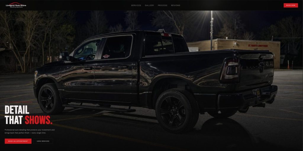 Lindgren Auto Shine website — auto detailing company in Alexandria MN